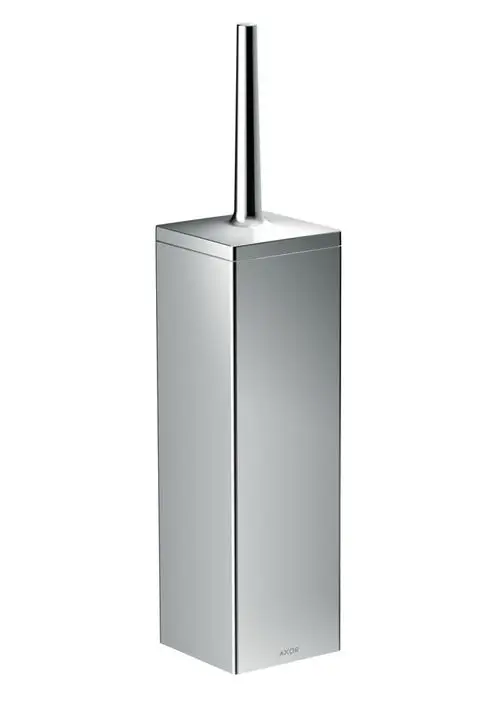 Wandmontierter Toilettenbürstenhalter in glänzendem Chrom von AXOR mit rechteckiger Form und langer Bürstenaufnahme.